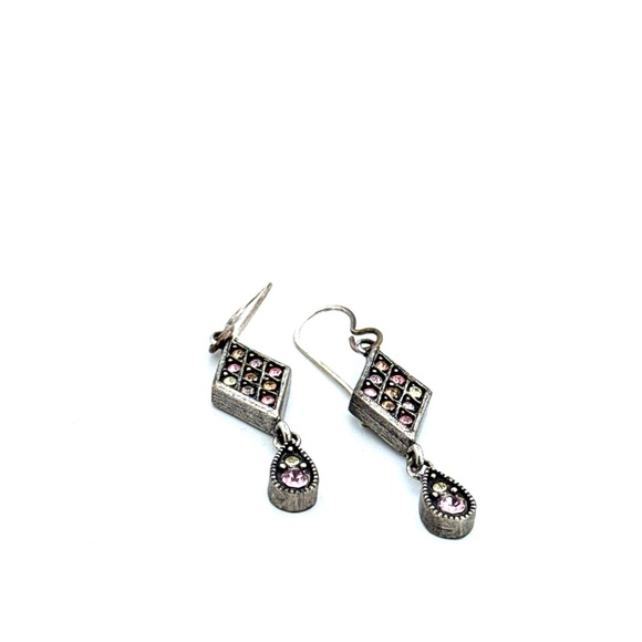 Patricia Locke silver tone multicolored crystal dangle vintage earrings - Picture 7 of 13
